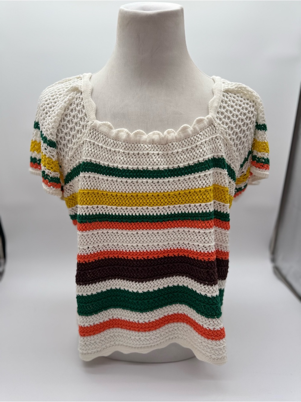 Torrid Women’s Striped Knit Top Summer Coverup Square Neck Boho Size 2X NWT 2XL
